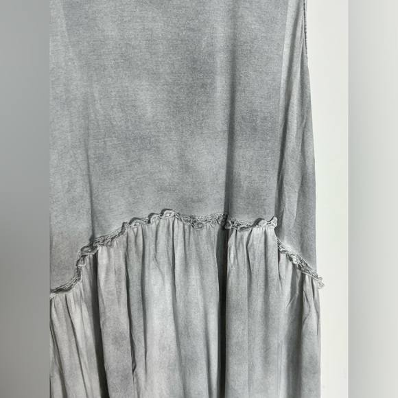 POL babydoll tank top high neck flowy zip back wash grey fog sleeveless shirt M - Picture 2 of 10
